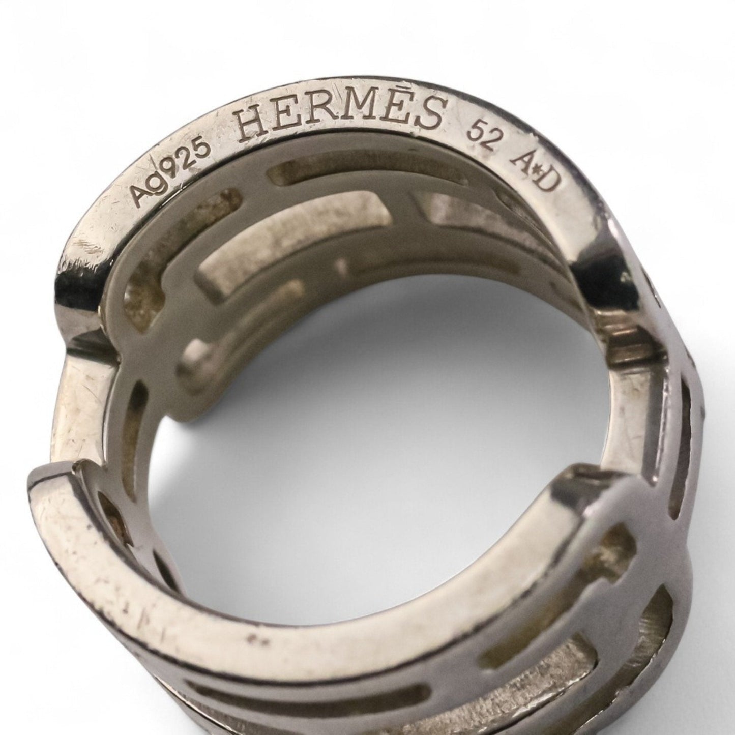 Hermes Silver Silver 925 Band Ring (Pre-Owned)