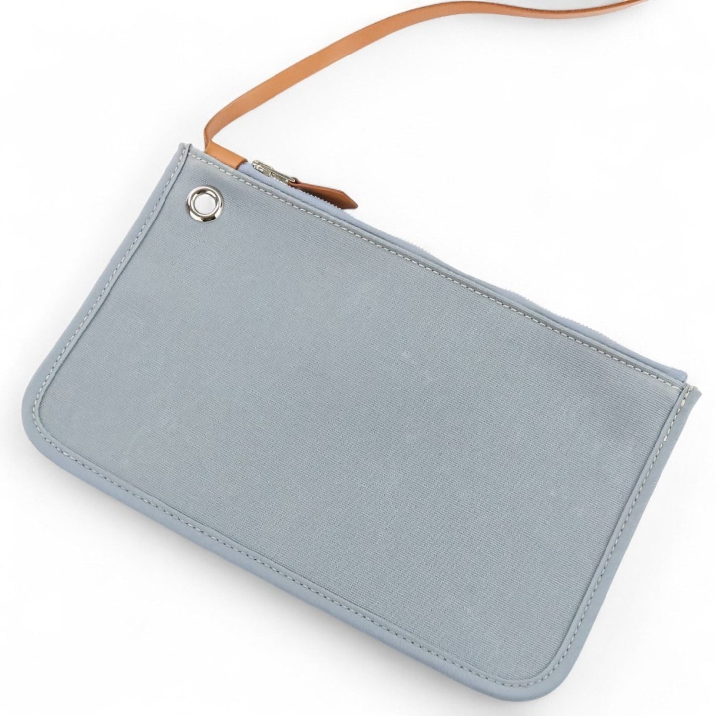 Hermes Blue Brown Canvas Leather Handbag Pouch Shoulder Bag (Pre-Owned)