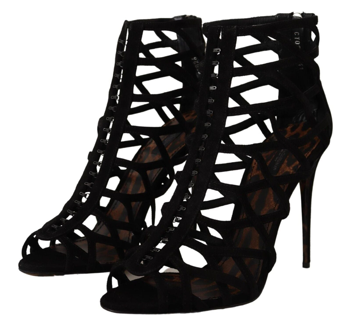 Dolce & Gabbana Black Suede Stiletto Heels Bette Sandals Women's Shoes