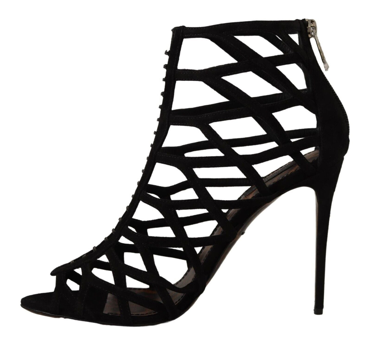 Dolce & Gabbana Black Suede Stiletto Heels Bette Sandals Women's Shoes