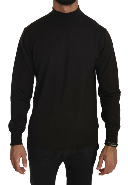 MILA SCH��N Brown Turtle Neck Pullover Wool Men's Sweater