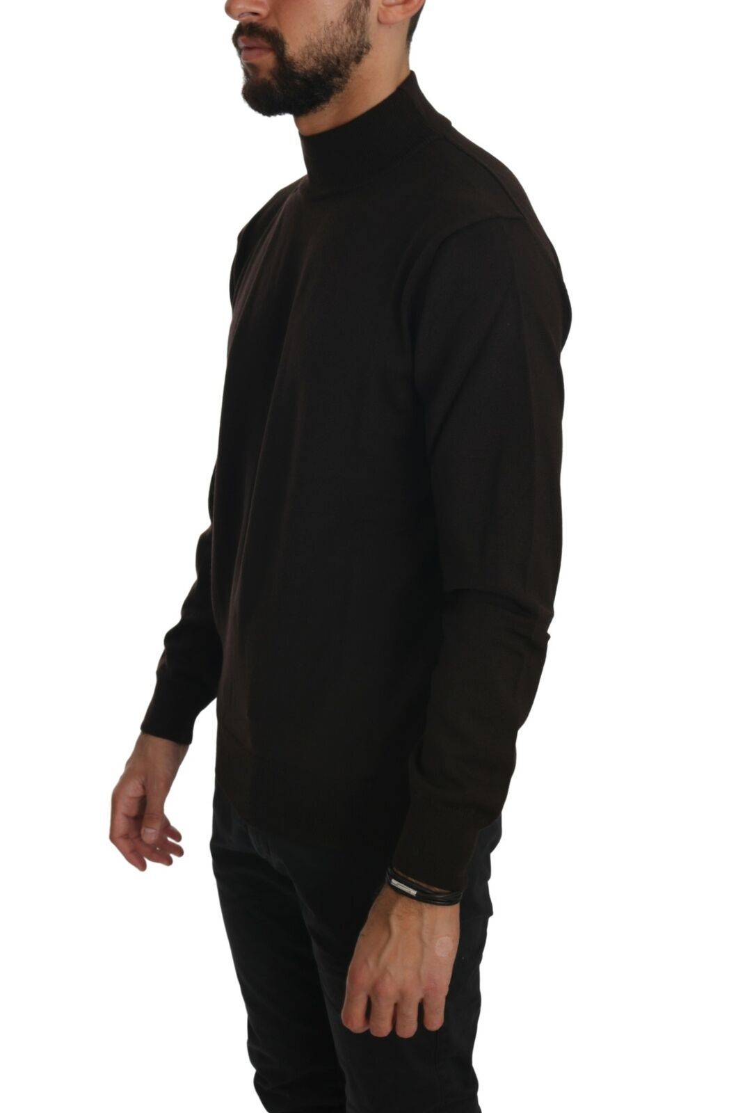 MILA SCH��N Brown Turtle Neck Pullover Wool Men's Sweater