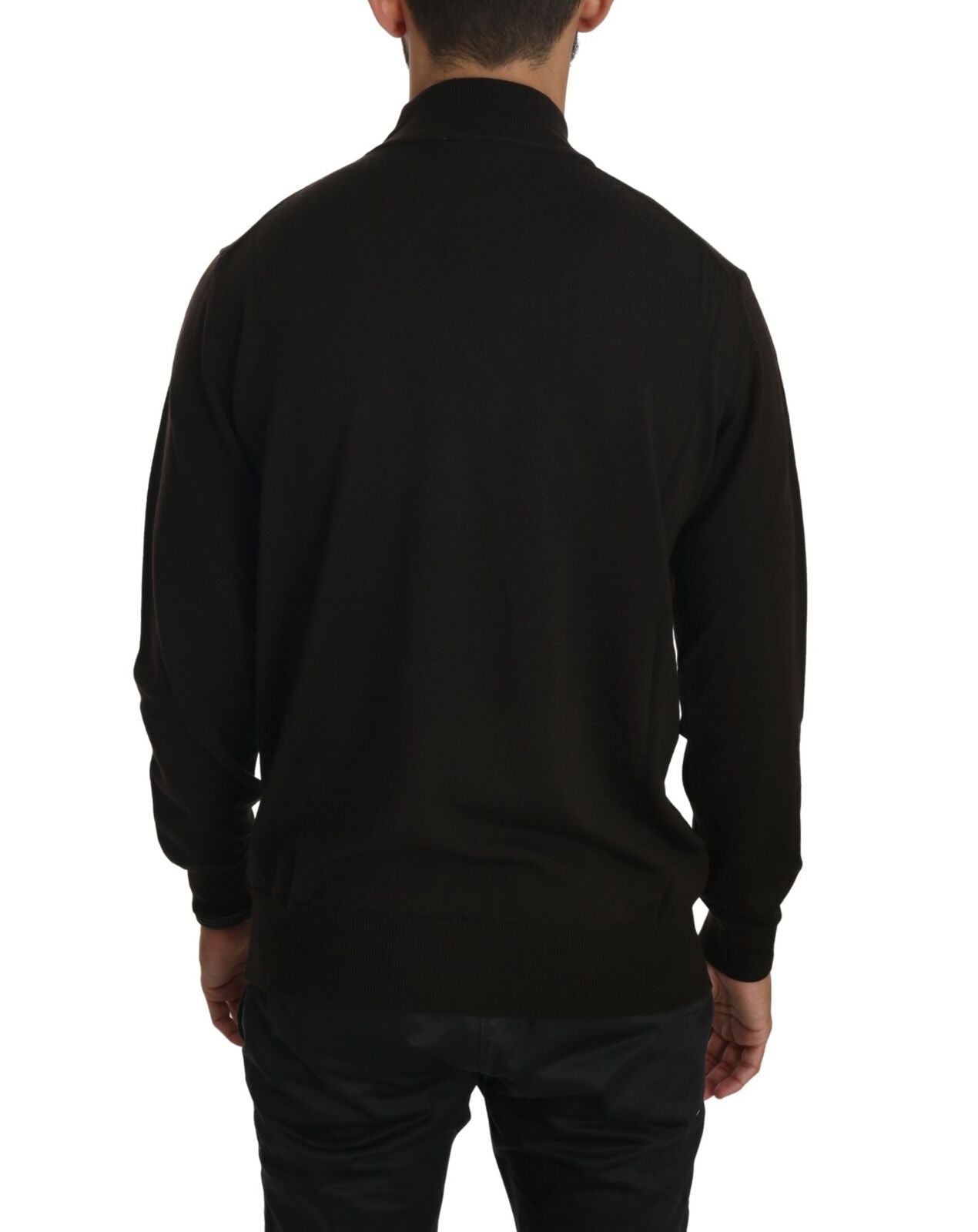 MILA SCH��N Brown Turtle Neck Pullover Wool Men's Sweater