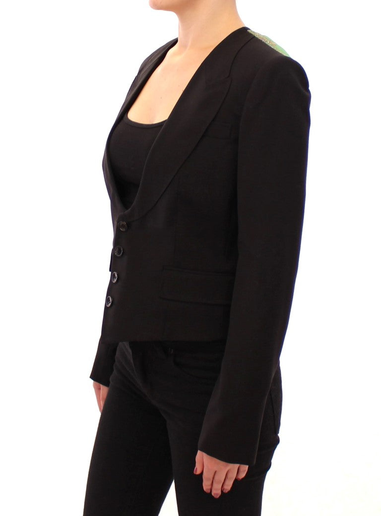 Dolce & Gabbana Black Silk Scarf Back Blazer Women's Jacket