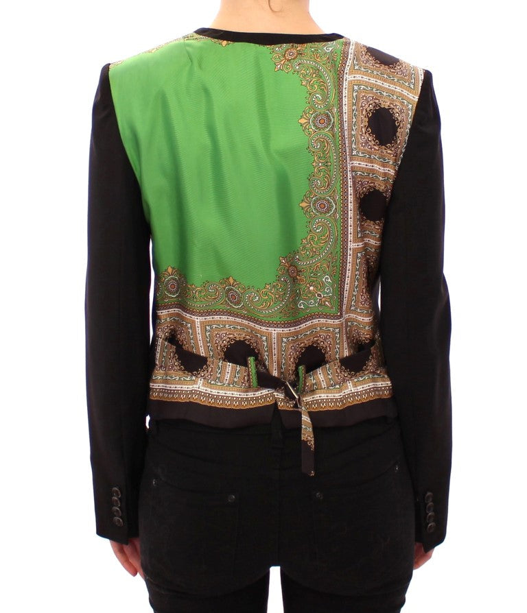 Dolce & Gabbana Black Silk Scarf Back Blazer Women's Jacket