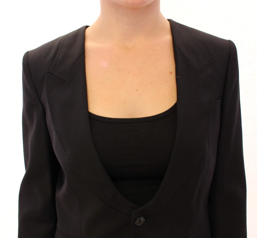 Dolce & Gabbana Black Silk Scarf Back Blazer Women's Jacket