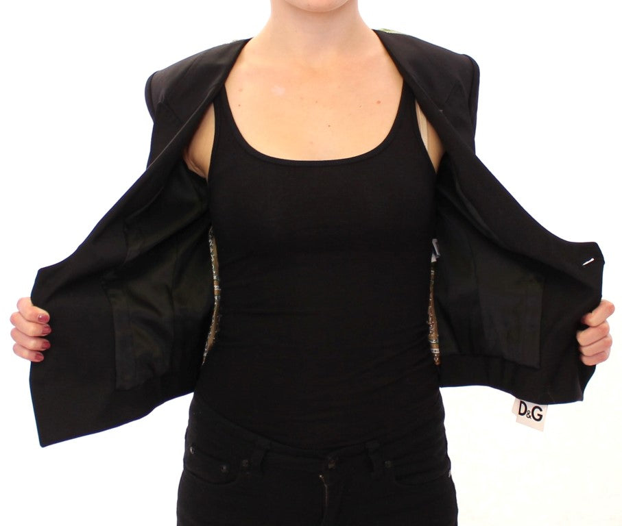 Dolce & Gabbana Black Silk Scarf Back Blazer Women's Jacket
