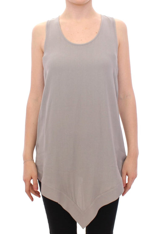 Comeforbreakfast Gray Viscose Tank Top Shirt Women's Blouse