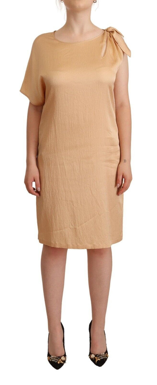 Moschino Beige One Sleeve Knee Length Shift Women's Dress