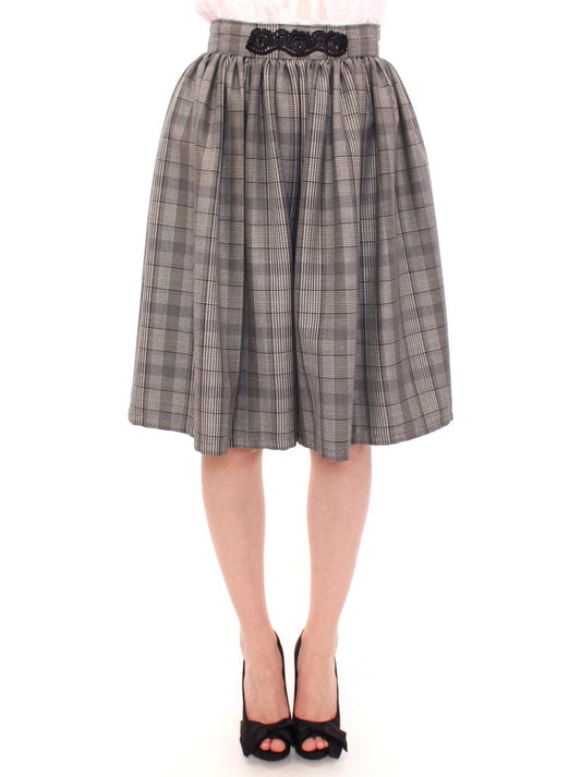 NOEMI ALEM��N Gray Checkered Wool Shorts Women's Skirt