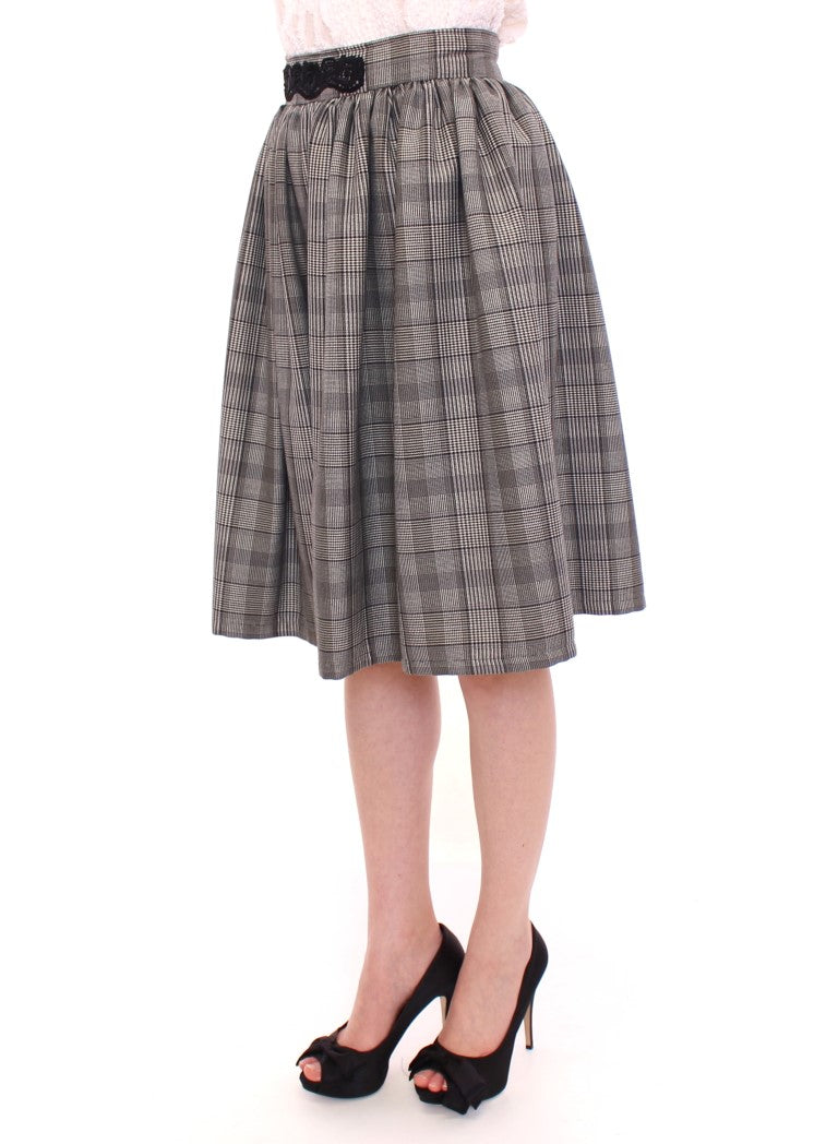 NOEMI ALEM��N Gray Checkered Wool Shorts Women's Skirt