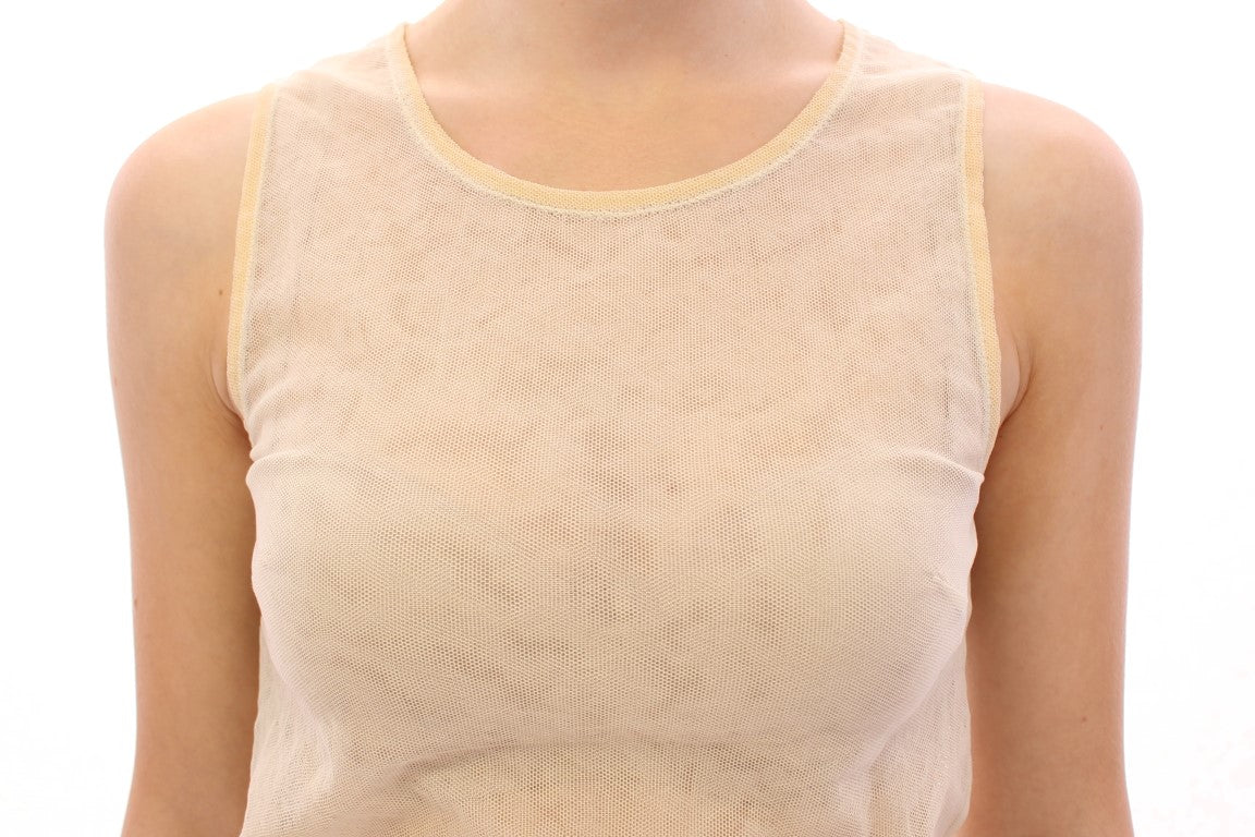 Dolce & Gabbana Beige Sleeveless Cotton Top Tank Women's Blouse