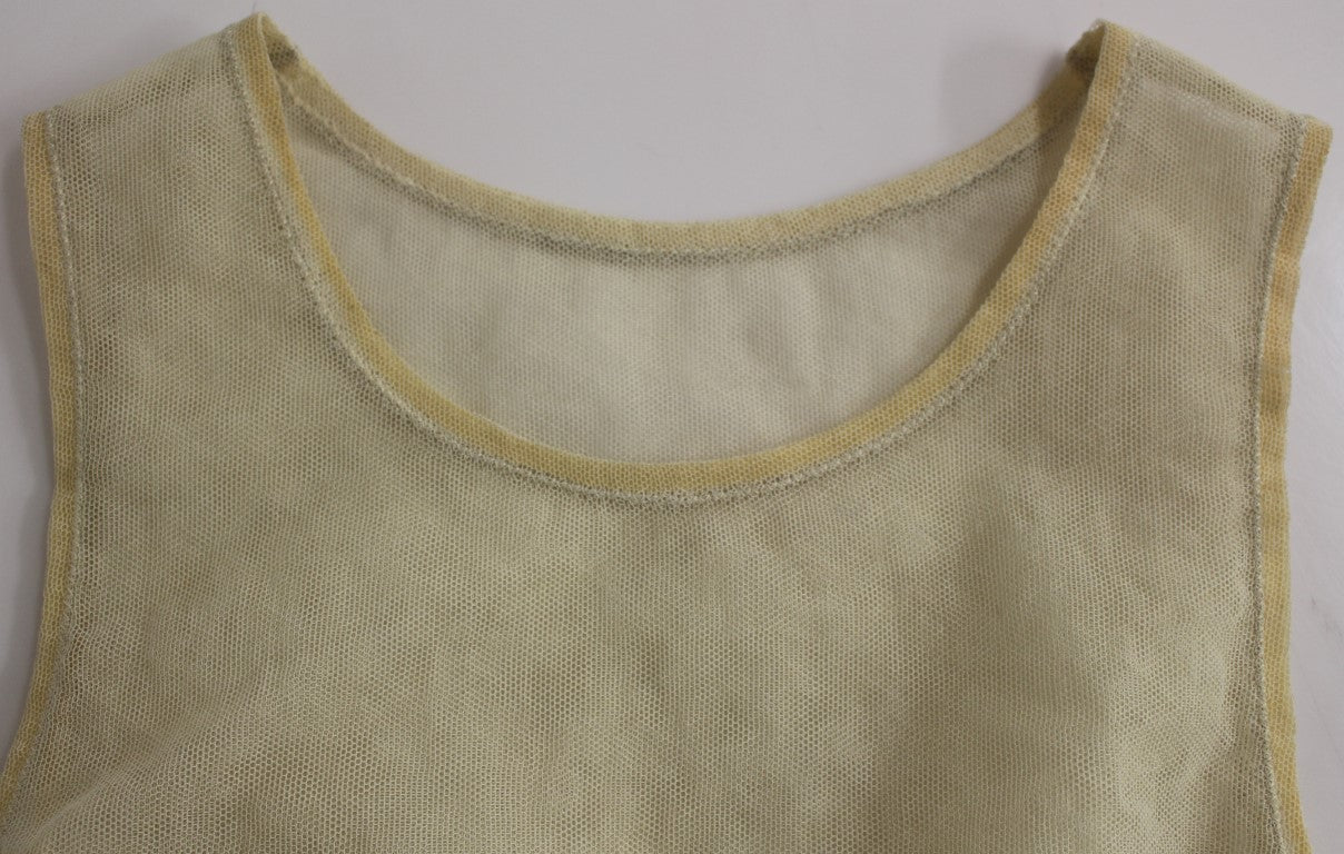 Dolce & Gabbana Beige Sleeveless Cotton Top Tank Women's Blouse