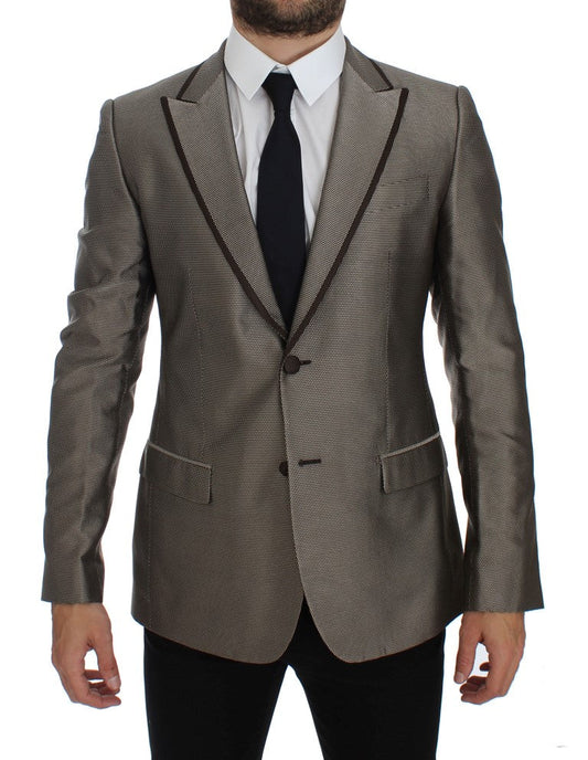 Dolce & Gabbana Brown Slim Fit Silk Two Button Men's Blazer