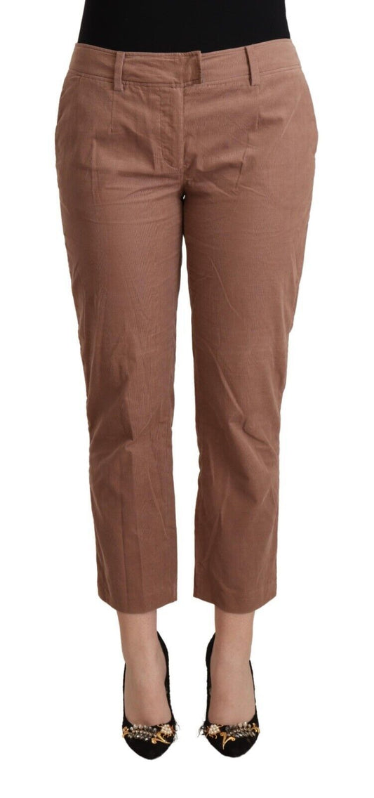 Costume National Brown Cotton Tapered Cropped Women's Pants