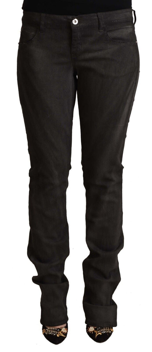 Costume National Black Cotton Mid Waist Skinny Women's Pants