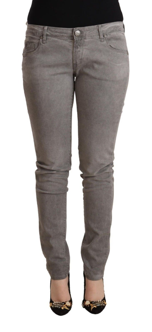 Acht Light Gray Washed Cotton Slim Fit Denim Women's Jeans