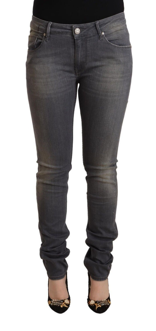 Acht Dark Gray Washed Cotton Denim Skinny Women's Jeans