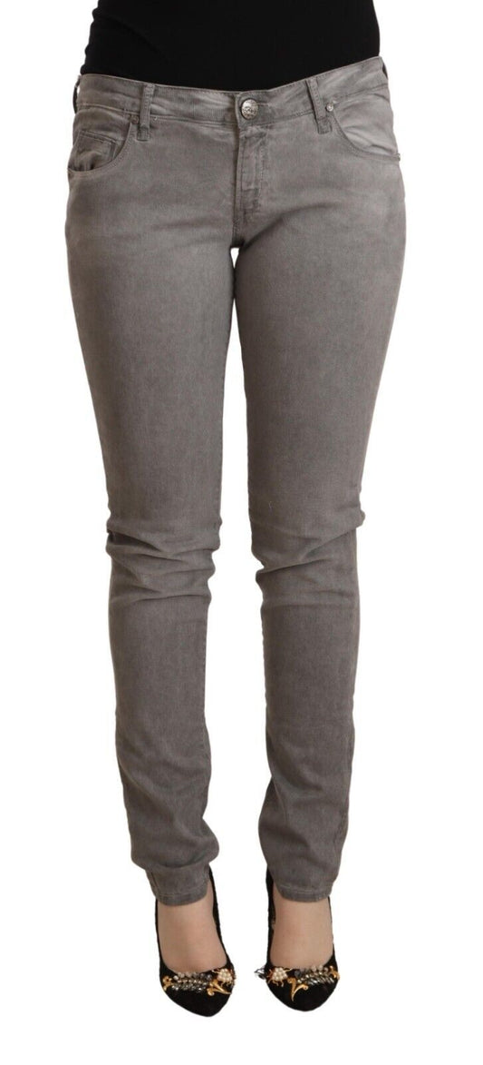 Acht Gray Cotton Low Waist Skinny Push Up Denim Women's Jeans