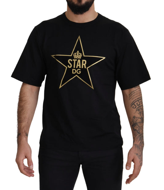 Dolce & Gabbana Black Gold STAR Crown DG Cotton Crewneck Men's T-shirt