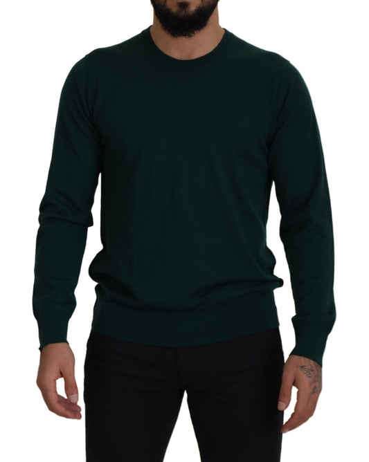 Dolce & Gabbana Green Cashmere Crewneck Pullover Men's Sweater