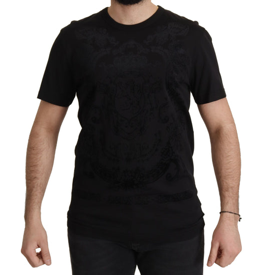 Dolce & Gabbana Black DG Baroque Cotton Crewneck Men's T-shirt