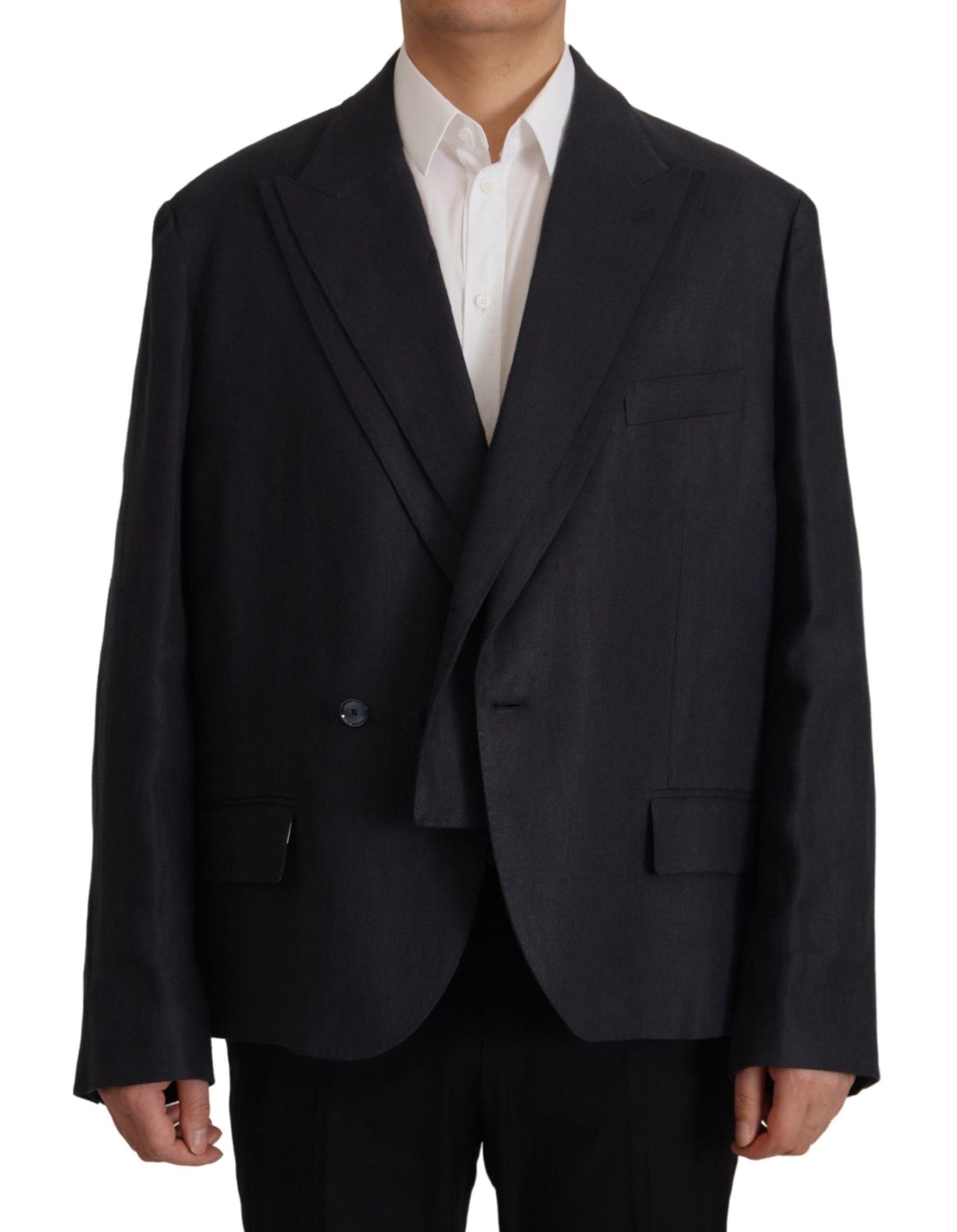 Dolce & Gabbana Blue Linen Formal Mens Blazer Men's Jacket