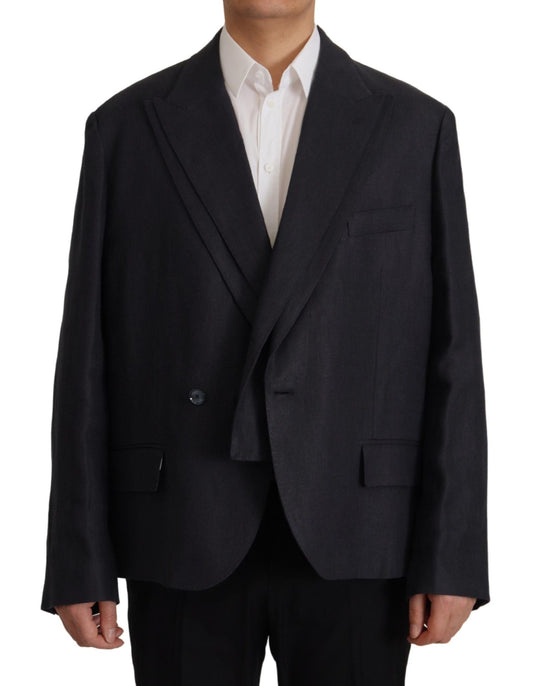 Dolce & Gabbana Blue Linen Formal Mens Blazer Men's Jacket