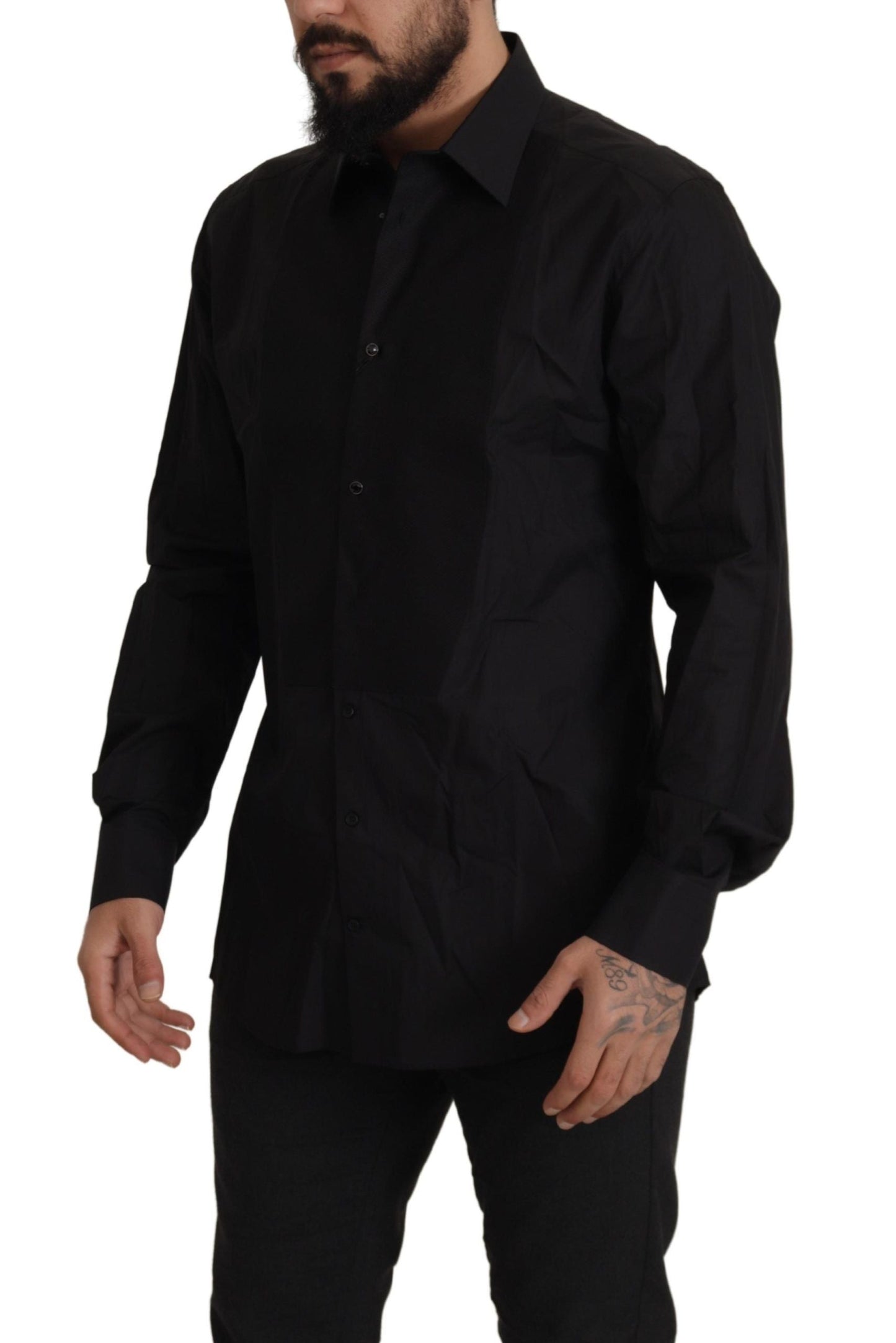 Dolce & Gabbana Black GOLD Slim Fit Tuxedo Dress Men's Shirt