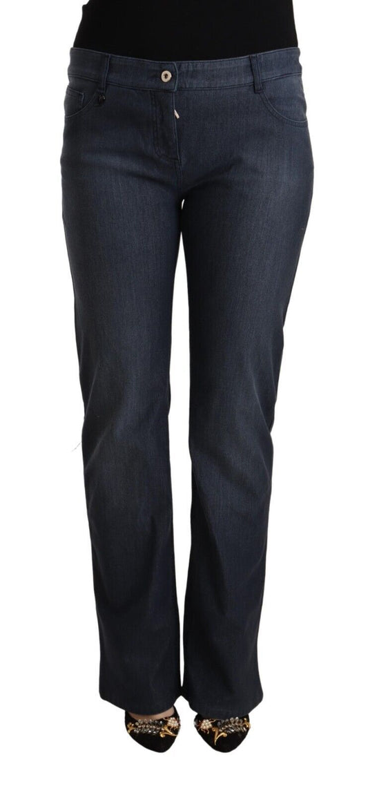 MARGHI LO' Dark Blue Cotton Straight Denim Women's Jeans
