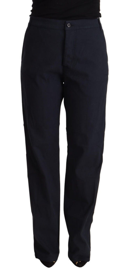 Exte Black High Waist Tapered Cotton Women's Pants