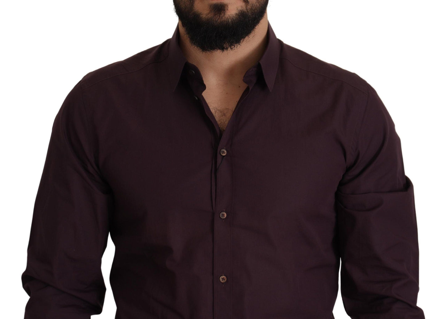 Dolce & Gabbana Purple Cotton GOLD Slim Fit Dress Men's Shirt
