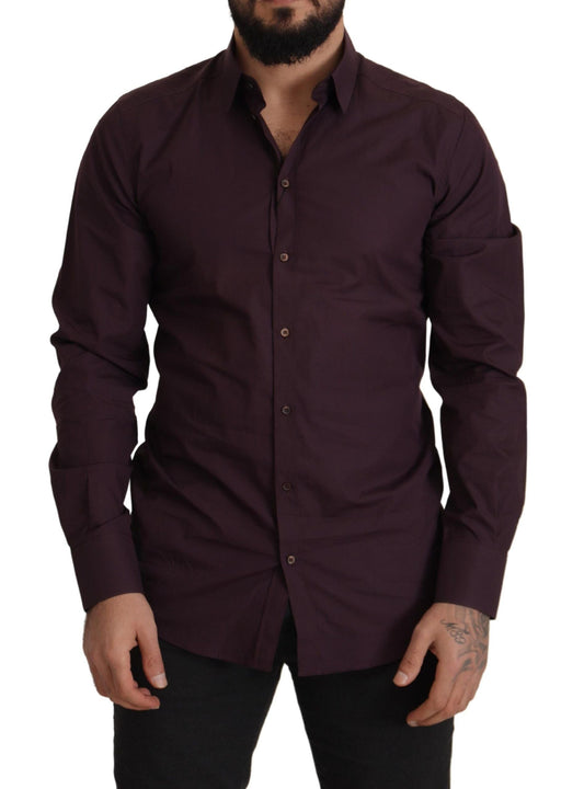 Dolce & Gabbana Purple Cotton GOLD Slim Fit Dress Men's Shirt