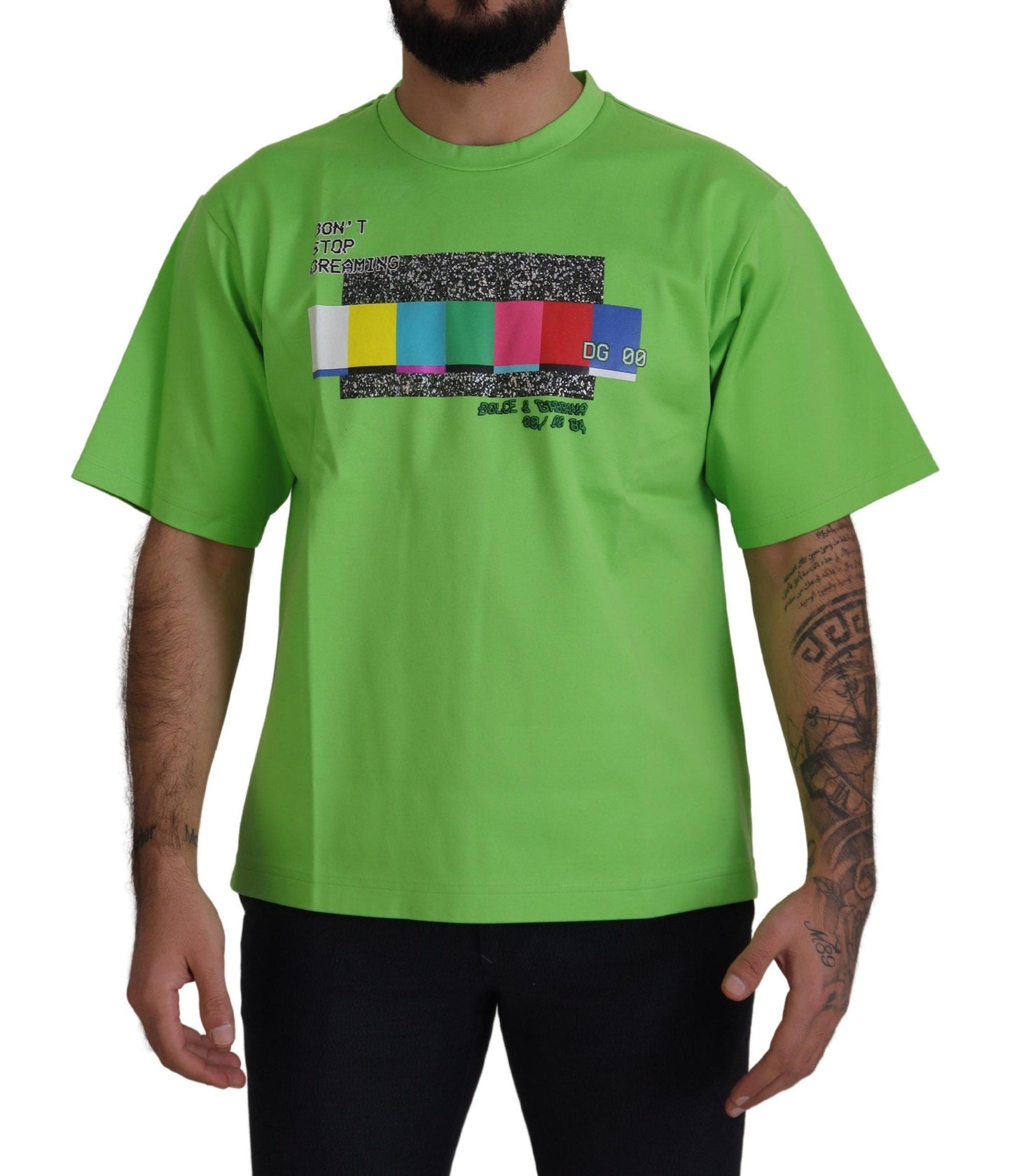 Dolce & Gabbana Green Cotton DG CHANNEL Top Men's T-shirt