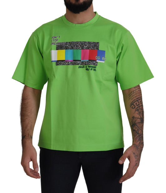 Dolce & Gabbana Green Cotton DG CHANNEL Top Men's T-shirt