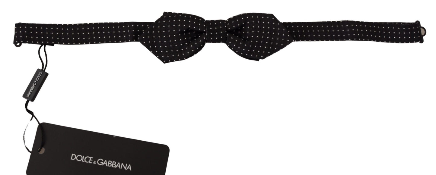 Dolce & Gabbana Black White Polka Dot Adjustable Neck Papillon Bow Men's Tie