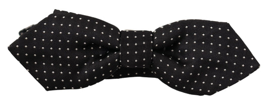 Dolce & Gabbana Black White Polka Dot Adjustable Neck Papillon Bow Men's Tie