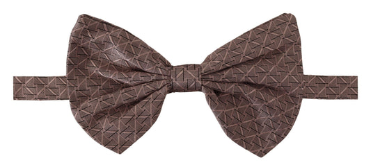 Dolce & Gabbana Gray Fantasy Print Adjustable Neck Papillon Bow Men's Tie