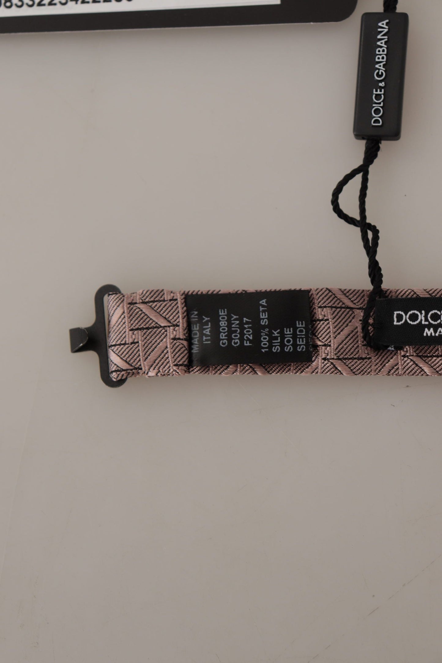 Dolce & Gabbana Gray Fantasy Print Adjustable Neck Papillon Bow Men's Tie