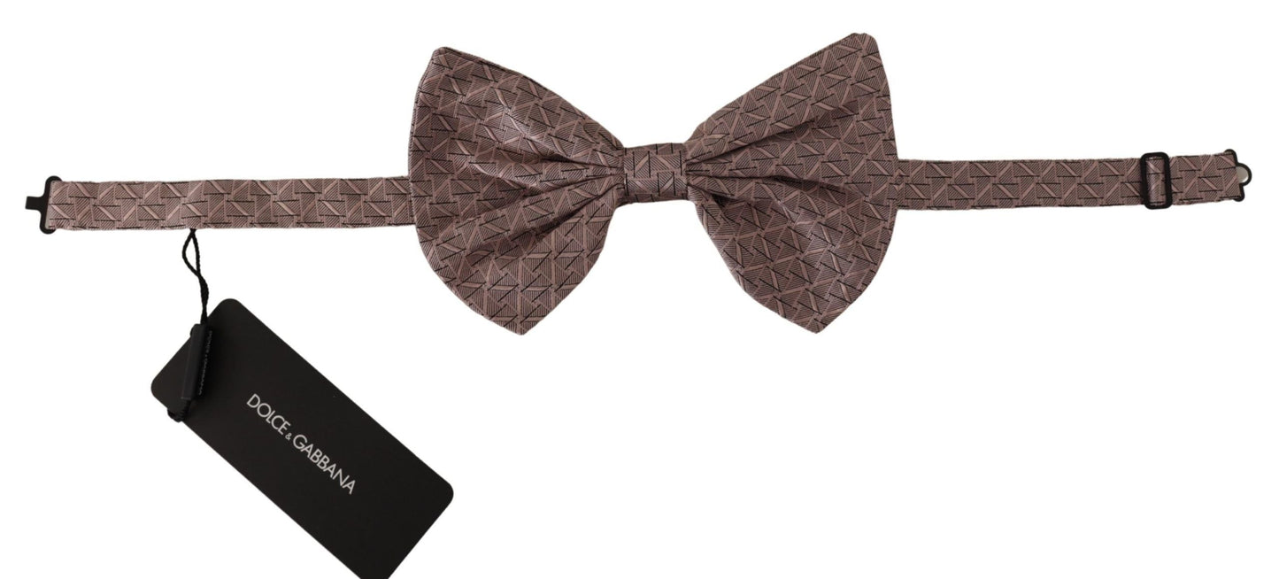 Dolce & Gabbana Gray Fantasy Print Adjustable Neck Papillon Bow Men's Tie