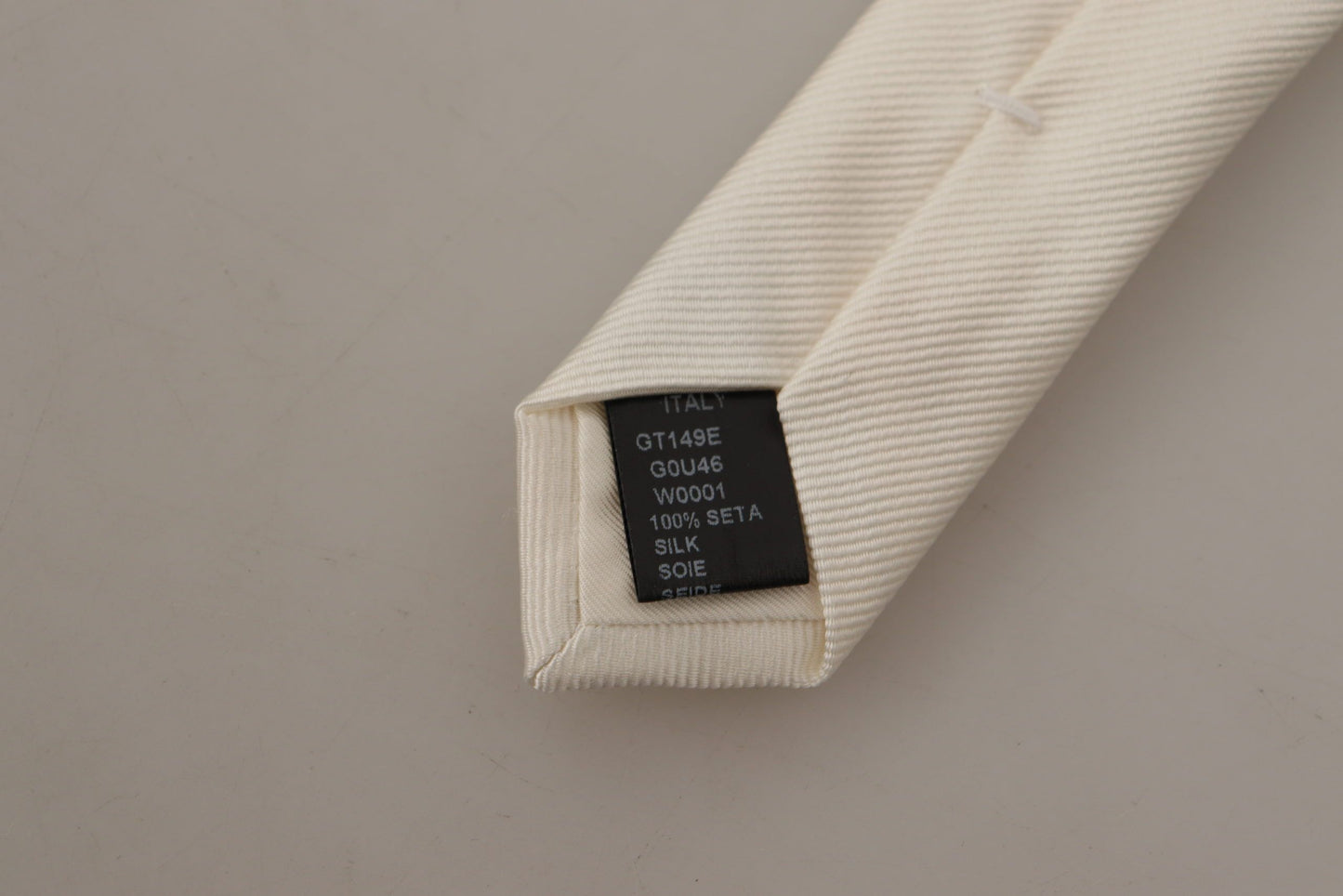 Dolce & Gabbana Off-White 100% Silk Slim Adjustable  Accessory Men's Necktie