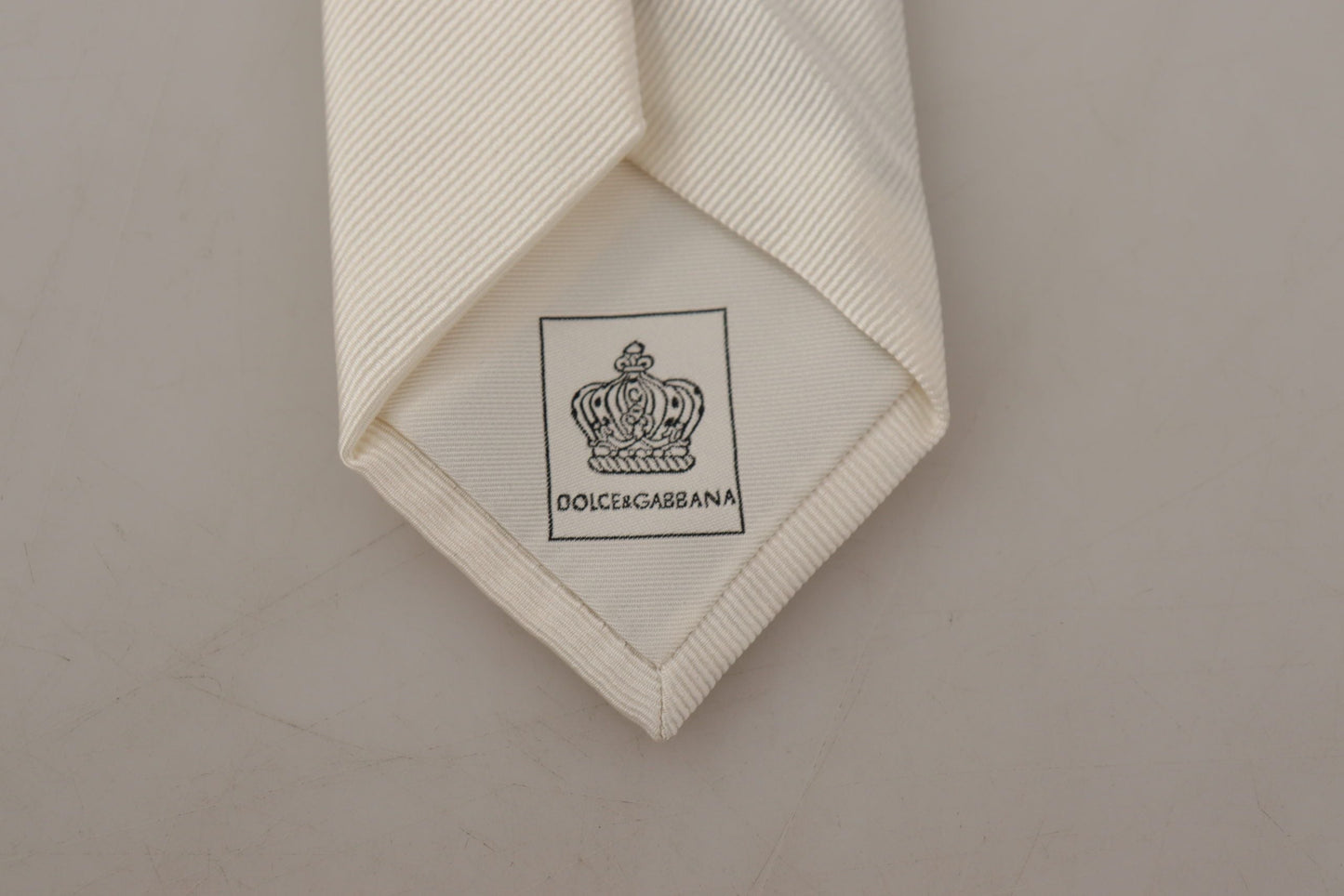 Dolce & Gabbana Off-White 100% Silk Slim Adjustable  Accessory Men's Necktie