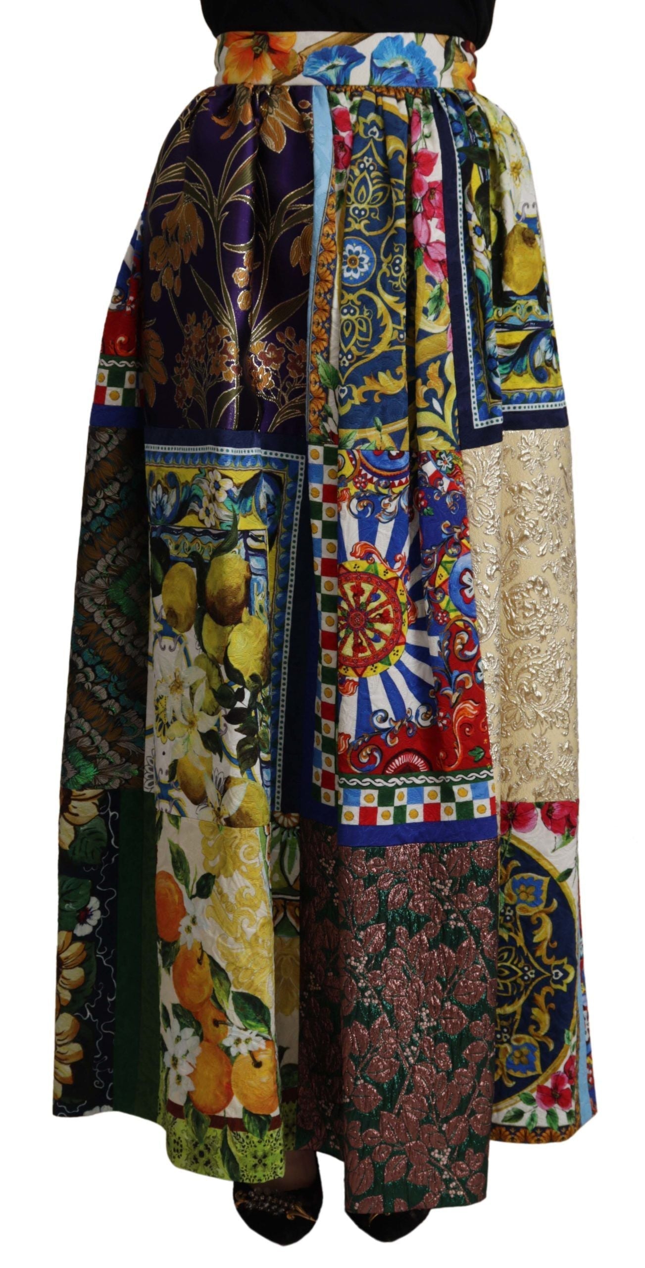 Dolce & Gabbana Multicolor Patchwork Sicily Long Maxi Women's Skirt