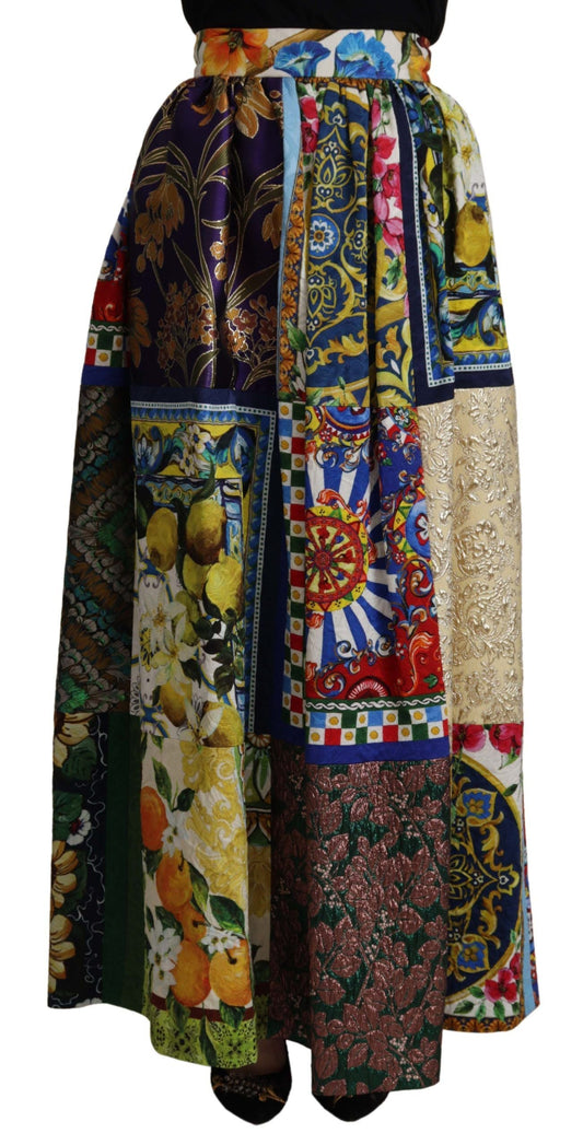Dolce & Gabbana Multicolor Patchwork Sicily Long Maxi Women's Skirt