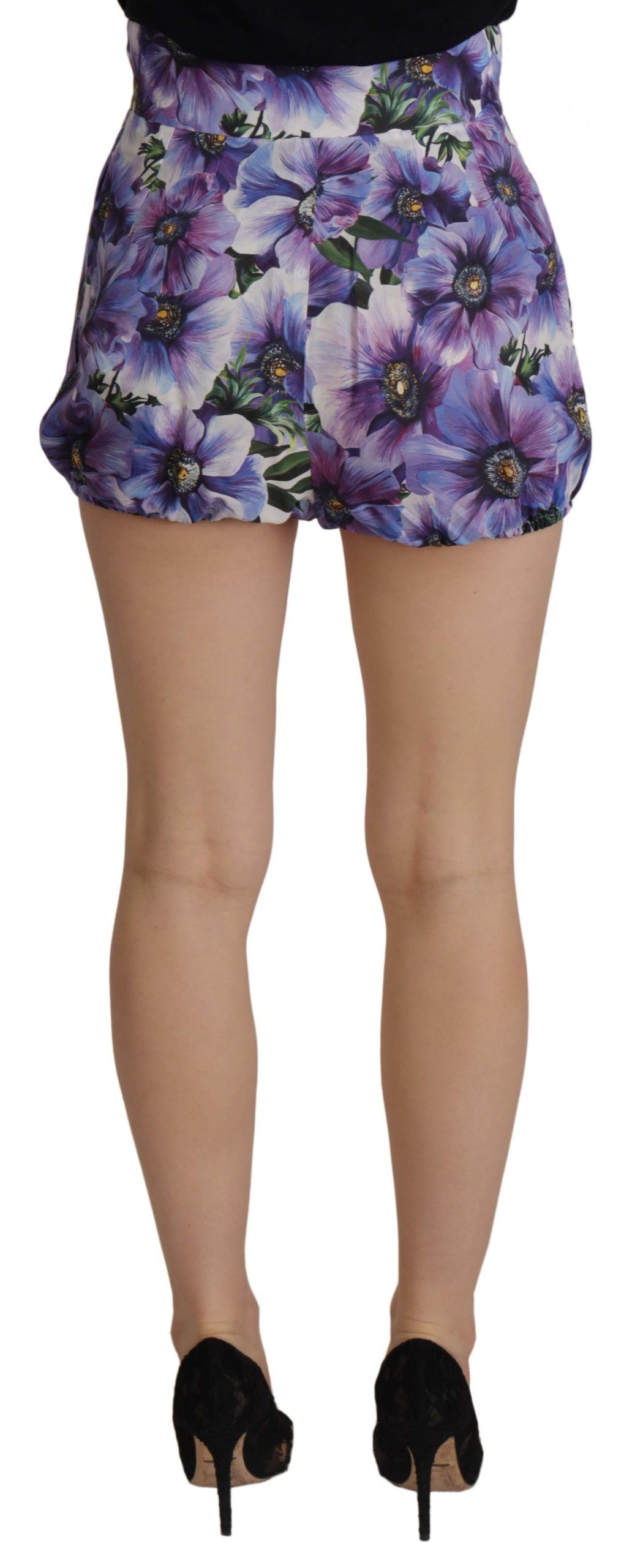 Dolce & Gabbana Purple Anemone High Waist Hot Pants Women's Shorts