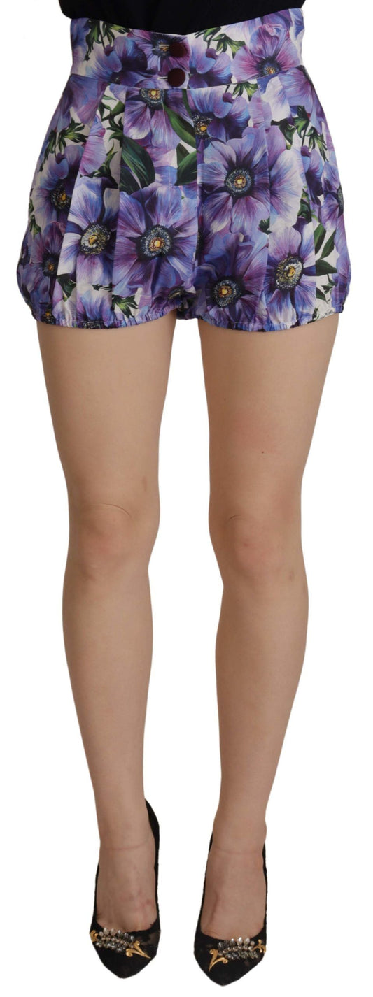 Dolce & Gabbana Purple Anemone High Waist Hot Pants Women's Shorts