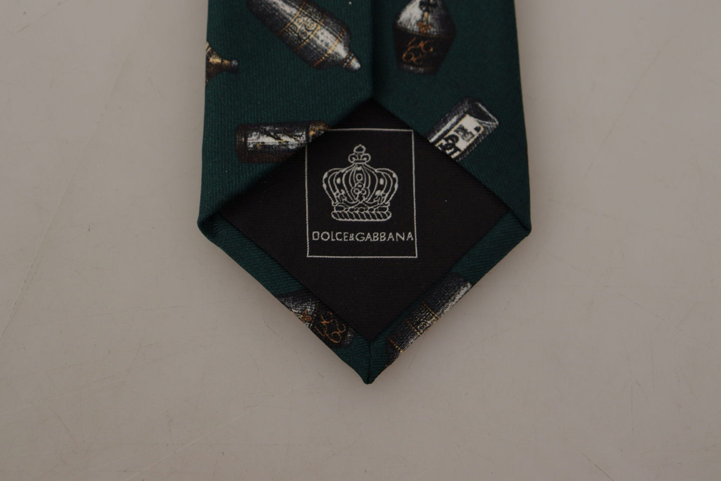 Dolce & Gabbana Black Bottle Fantasy Print Silk Adjustable Accessory Men's Tie