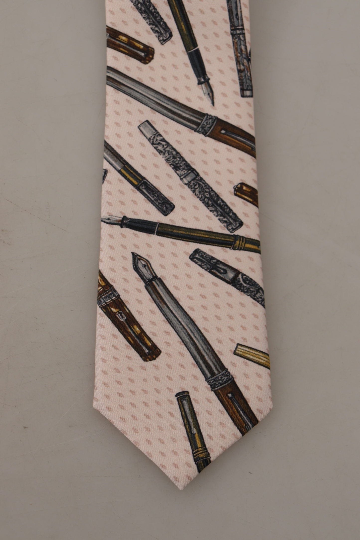 Dolce & Gabbana Pink Pen Dots Print 100% Silk Adjustable Neck Accessory Men's Tie