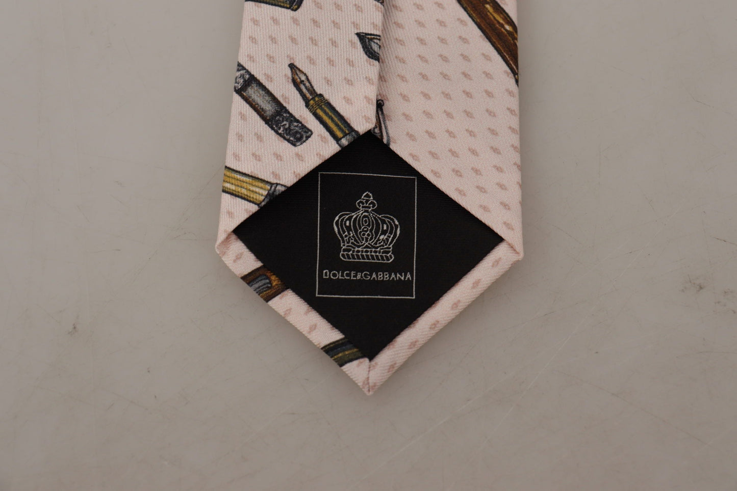 Dolce & Gabbana Pink Pen Dots Print 100% Silk Adjustable Neck Accessory Men's Tie