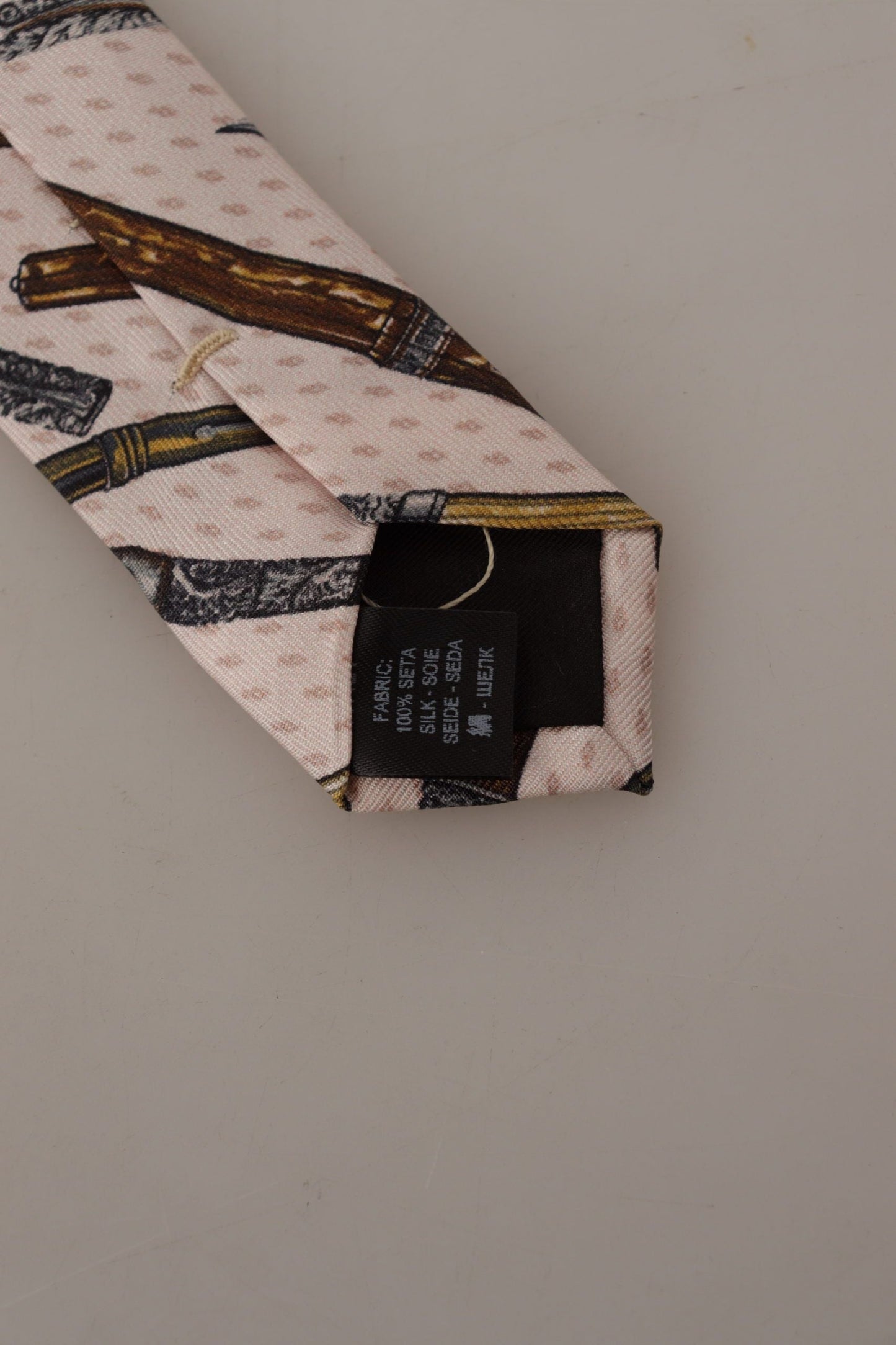 Dolce & Gabbana Pink Pen Dots Print 100% Silk Adjustable Neck Accessory Men's Tie